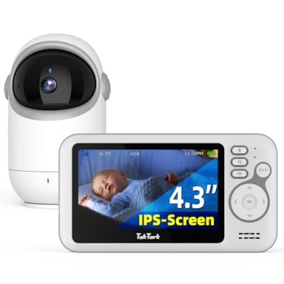 Image de TakTark Babyphone Camera, 4.3&#039;&#039; Video Babyphones Caméra avec 300 Pan Tilt Zoom à Distance, Camera Bebe Surveillance de la Température, VOX, Vision Nocturne, Communication Bidirectionnelle