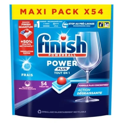 Image de Finish Power Plus Tout en 1 Pastilles Lave Vaisselle 54 Tablettes