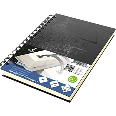 Image de Kangaro Carnet de notes A4 vierge, couverture rigide, noir avec impression, 140 g, papier crème