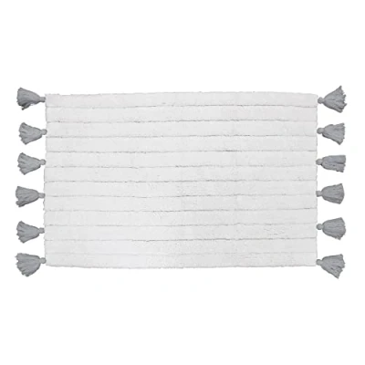 Image de douceur d&#039;intérieur, Tapis de Bain (50 x 80 cm) Minatis Blanc/Gris, Coton Jacquard