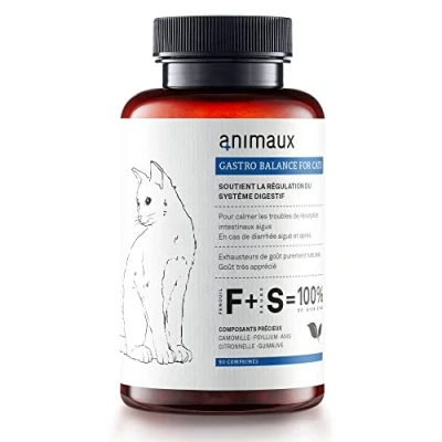 Image de Probiotiques pour Chats à Donner régulièrement 90 comprimés mâcher favorise la Digestion Naturelle complément Alimentaire avec fenouil, Sauge &amp; psyllium animaux Gastro Balance for Cats
