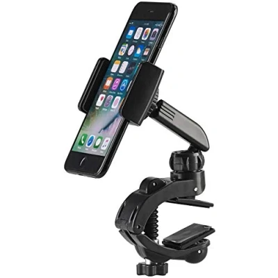 Image de Support de smartphone pour voiture CALLSTEL avec pince noir métal ABS 2 articulations à rotule