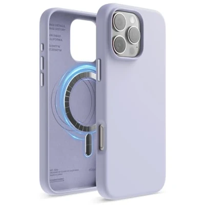 Image de elago Coque Magnétique en Silicone Compatible avec iPhone 16 Pro Max Étui 6,9 Pouces Tous Les Accessoires MagSafe Aimants Intégrés, à Prise Douce, Antichoc (Violet)