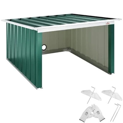 Image de Garage Robot Tondeuse Toit monopente métal 89x90x54cm résistante intempéries 4X piquets Terre abri carport Herbe Vert
