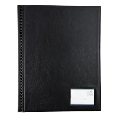 Image de Exacompta Réf. GDB24/PZ Carton de 4 Protège documents 24 pochettes lisses qualité 48 vues format vertical 44,5 x 35 cm porte étiquette couverture en PVC rigide noir