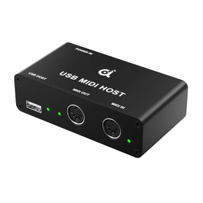 Image de DigitalLife Stand Alone USB MIDI Host Bridge Box Interfaces DIN 1 In/1 Out de 5 broches, Indicateur LED, Métal