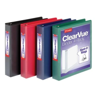 Image de Cardinal 3,8 cm Anneau en D View Binders, Lot de 4, 1 chaque Noir, Bleu, Vert et rouge (29300) Couleurs assorties