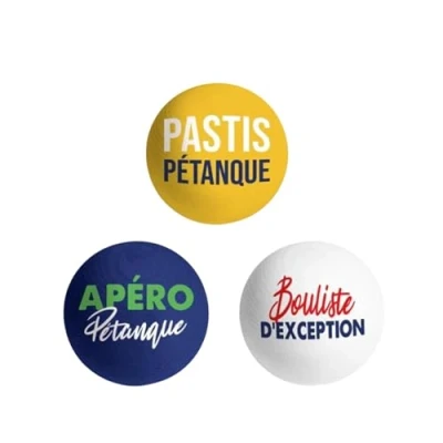 Image de THE REPLICANT Lot de 3 Cochonnets Pétanque Club/Couleurs : Bleu, Blanc, Jaune