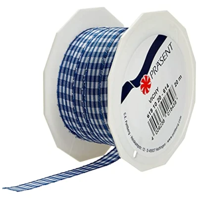 Image de PRÄSENT Vichy Ruban Filaire Bleu Blanc 10 mm de Large, 20 m Long