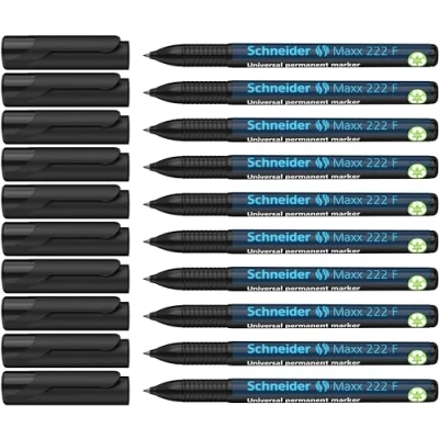 Image de Schneider OHP 222 Marqueur permanent rechargeable Pointe F 0,7 mm Encre Cap Off noire Lot de 10 (Import Allemagne)