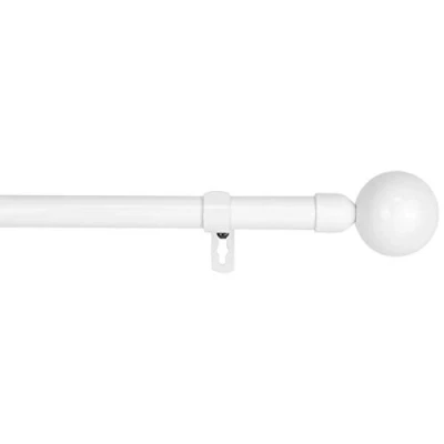 Image de MERCURY TEXTIL tringle simple en fer forgé universelle et extensible, à rideaux décorative extensible (blanche, 120 210 cm boule)