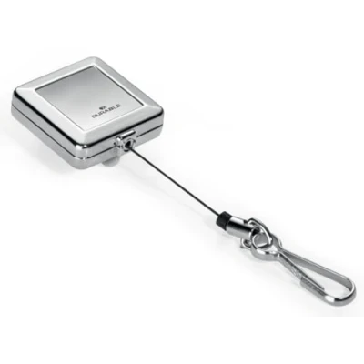 Image de Durable 832823 Quadro enrouleur Yoyo Longueur 80 cm Clip Ceinture avec Mousqueton Universel Boîtier Carré Chromé Sachet de 1