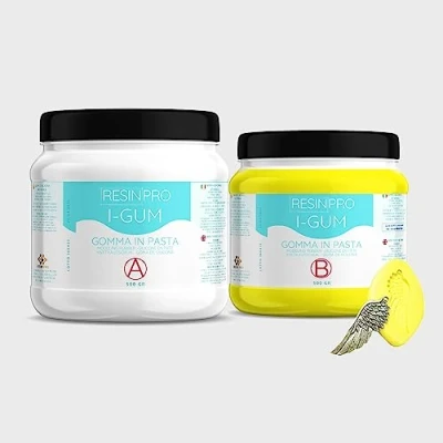 Image de Resin Pro I GUM 200 Gr Caoutchouc silicone en pâte, non toxique, bi composant (1:1), Jaune Pour Moulage d’objets et créations artistiques.