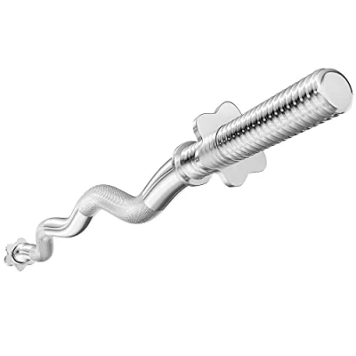 Image de Hop Sport Barre de musculation curl EZ 120 cm en acier chromé avec filetage, Diamètre 30 mm, Poignée antidérapante, pour disques d’haltère 31 mm