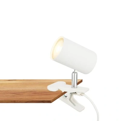 Image de BRILONER lampe de bureau avec interrupteur à fil, orientable, fiche, lecture, pince, 16,5x6,5x12cm, blanc