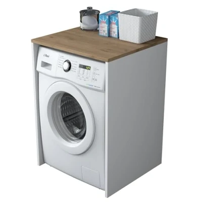 Image de L&#039;armoire pour lave linge Locelso est fabriquée en panneaux de particules durables 100 % mélaminés d&#039;une épaisseur 18 mm. D&#039;un...