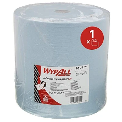 Image de Essuyeurs 7426 WypAll Industriels L30, Maxi Bobine Extra Large, 3 épaisseurs, grande taille, bleus (1 rouleau de 670 formats)