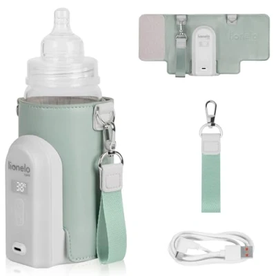 Image de LIONELO Thermup Go Evo Chauffe Biberon Portable, Maintient les Liquides au Chaud, 5 Températures de Fonctionnement 38 à 50 o C Chargement USB C, jusqu&#039;à 9 h Affichage LCD (Green)
