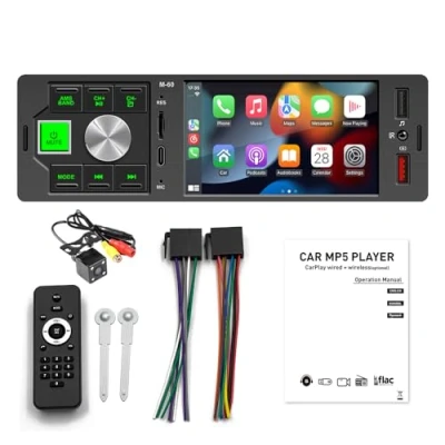 Image de VIGORFLYRUN PARTS LTD Autoradio Bluetooth, 4&#039;&#039; Écran Tactile Stéréo de Voiture Lecteur MP5 1 Din Supporte Mirror Link/Radio FM/USB/SD/AUX in avec Caméra Recul DEM4019