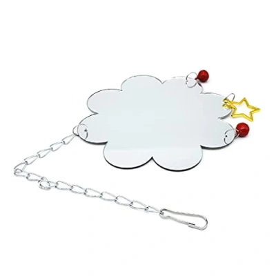 Image de gszfsm001 Jouets De Poulet pour Poules Oiseaux Balançoire Miroir Suspendu avec Cloches Pendentif Étoile Coq Perroquet Suspension Jouet À Picorer