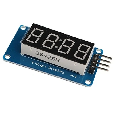 Image de HALJIA 4 segment à chiffres module d&#039;affichage digital Tm1637 Tube LED Horloge avec luminosité réglable Compatible Arduino