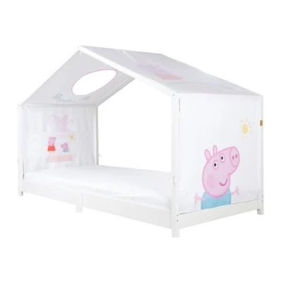 Image de roba housse pour lits Montessori 90 x 200 cm au design Peppa Pig Accessoire adapté transformer en lit à baldaquin Inclus : 3 pochettes de rangement et fenêtre toit