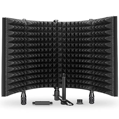 Image de Aokeo Bouclier d&#039;Isolement de Microphone d&#039;enregistrement Studio Professionnel, Filtre Anti Pop. Convient au Blue Yeti,Snowball Ice,Enregistrement à Condensateur en