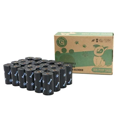 Image de Green Maker 30% Plus Épais Biodégradables Sacs de Caca Chien 360 Compostables pour Chiens en Amidon Maïs(Noir)