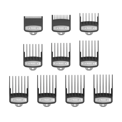 Image de Wahl Guides de coupe Premium avec sac poly ensemble peignes fixation premium, 1,5 mm à 25 Convient pour toutes les tondeuses cheveux cordonnés Wahl, 10 PCS