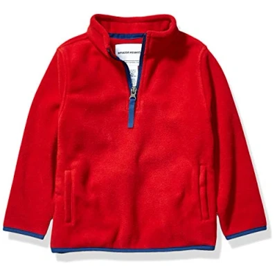 Image de Amazon Essentials Veste Zippée 1/4 en Molleton Polaire Garçon, Rouge, 10 Ans