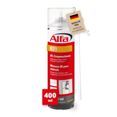 Image de 621 ALFA Mousse PU expansive bi composants 400ml manuelle pour châssis, à durcissement rapide, rendement du volume 12 14 l (une fois posé)