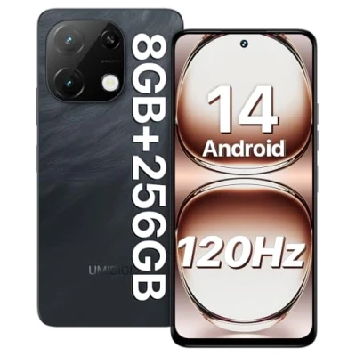 Image de UMIDIGI Telephone Portable Android 14, 8(4+4) Go+256Go/TF 1To Smartphone, 120Hz 6,8&quot; HD+ Téléphone, Bluetooth 5.2, 5000mAh, Octa Core, 4G Dual SIM/Face ID/Fingerprint/13MP/GPS/OTG Note 100A Noir