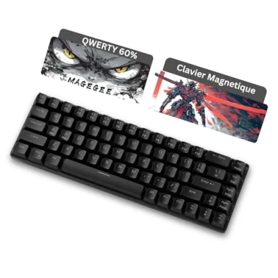 Image de MageGee Clavier Gamer Mecanique QWERTY MK Box 60% Gaming pour pc USB C rétroéclairé LED RVB Hot Swap de Jeu PC/Mac/Linux (Clavier magnetique)