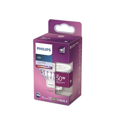 Image de Philips ampoule LED Spot GU5.3 50W Blanc Froid, Verre