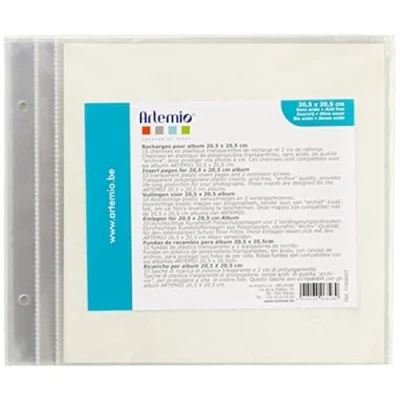 Image de Artemio 11009007 Set de 10 Pochettes Vide pour Album Photo Scrapbooking en Plastique/Papier Multicolore 20,5x20,5cm