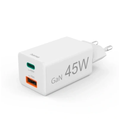Image de Hama Charg. Rapide, 1 USB C PD, A QC, Mini Chargeur, 45 W, Blanc