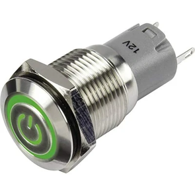 Image de Interrupteur à pression TRU COMPONENTS LAS2GQF 11ZET/G/12V/S/P 1303025 48 V/DC 2 A 1 x On/On IP65 accrochage pc(s)