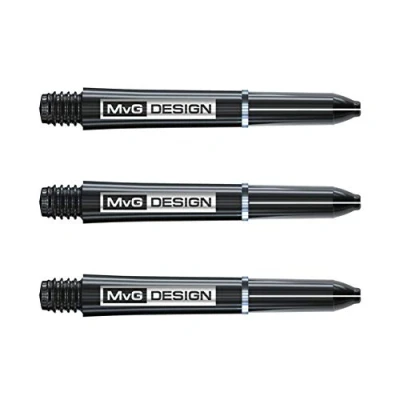 Image de WINMAU Signature Nylon Noir et Argent MvG Conception Court Tiges de fléchettes 1 Jeu par Paquet (3 Vols au Total)