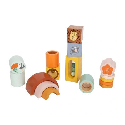 Image de Small Foot Blocs de découverte Safari, Jeu motricité et Sens, pour Enfants, en Bois, dès 12 Mois, Réf. 12230 Toy, Multicolore