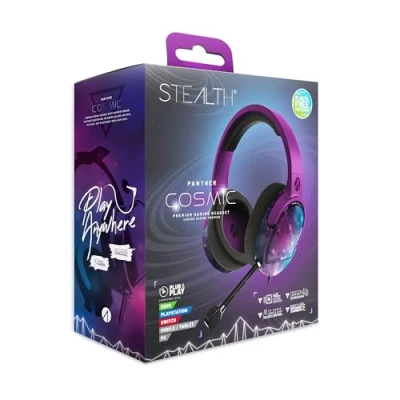 Image de Stealth Panther Plasma Blue Casque de Gaming Supra Auditionnel Compatible avec PS4/PS5, Xbox, Switch, PC Micro Flexible, Prise 3,5mm, Câble 1,5m, Léger, Confortable et Durable