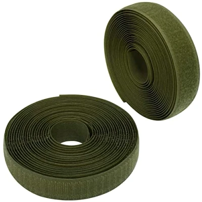 Image de AERZETIX C65942 Bande/rouleau de scratch 25 mm 5 mètre auto agrippant organisateur/serre câbles ruban sac vêtement attache sangle couleur: vert cèdre en polyamide et polyester