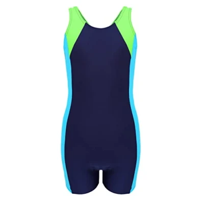 Image de Aquarti Maillot de Bain Natation Fille Une Pièce Shorty Combishort, Bleu Foncé/Turquoise/Bleu, 164