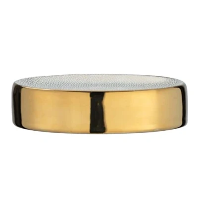 Image de WENKO Porte Savon Nuria, Coupe à pour Le Rangement du Main, en céramique Haut de Gamme avec Surface luxueusement structurée, Fini Or/Blanc, 12 x 3 8 cm
