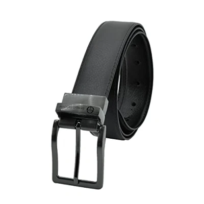 Image de Sergio Tacchini Ceinture réversible pour homme en cuir véritable, boucle rectangulaire, Réglable et Raccourcissement possible Brun noir 115/120