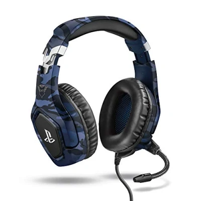 Image de Trust Gaming Casque Gamer PS4 et PS5 avec Licence Officielle pour Playstation GXT 488 Forze B Microphone Flexible Repliable, Coupure du Micro Réglage Volume sur Fil Bleu