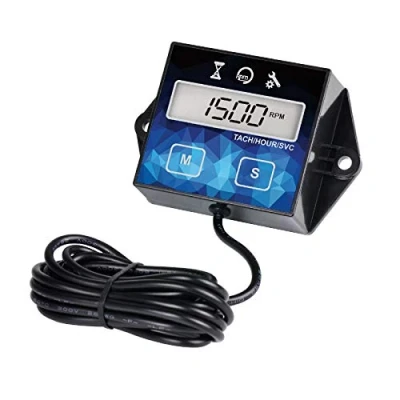 Image de Compteur horaire, heures et régime du Moteur numérique Runleader avec rappel d&#039;entretien, batterie remplaçable pour tondeuse à gazon Générateur Tronçonneuse VTT hors bord Souffleuse (011F)