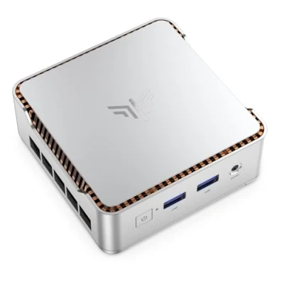 Image de NiPoGi E2 Mini PC Ιntel Twin Lake N150 (jusqu&#039;à 3,6 GHz), 16 Go DDR4 256 M.2 SSD Ordinateur de Bureau, Double écran 4K, HDMI 2.0, DP, WiFi, Tour avec VESA pour école/Bureau.