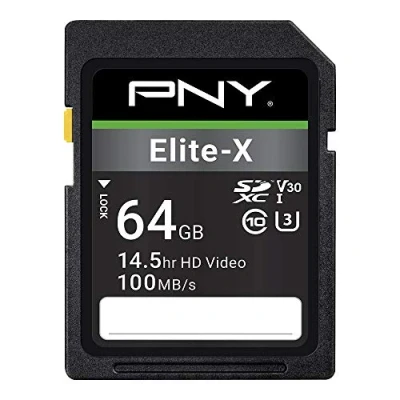 Image de PNY Elite X SDXC Card 64GB Class 10 UHS I U3 100MB/s