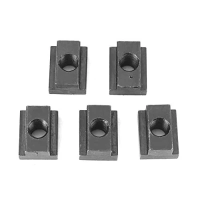 Image de Écrous en T, 5 Pièces Écrou à Rainure T de Finition Oxyde Noir, Filetages M8/10 Rainures pour Tables Machines Outils(M8)