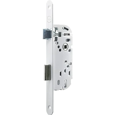 Image de Yale Serrure à encastrer clé, axe 50 mm, Coffre 135 mm Y55R A50/B/SC Pêne Réversible, Têtière Bouts Ronds Porte intérieure de Communication, Chambre, Bureau Blanc, Clé Incluse